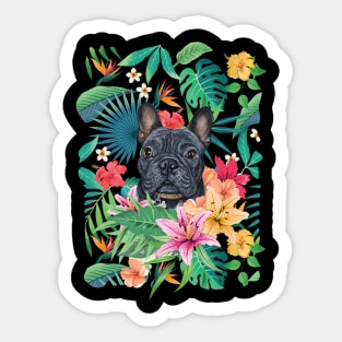 Tropical Black Frenchie French Bulldog 2 Sticker